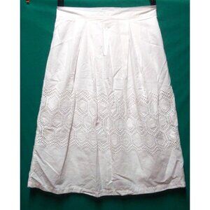 White skirt flare A-Line Cottagecore Boho eyelet lacy accents Modest gypsy